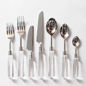 Ensemble de couverts en métal de qualité supérieure avec poignée en acrylique vert fini or pour la maison et les ensembles de couverts de décoration de table de dîner de mariage - Product Image 6