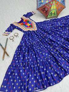 ชุด Anarkali ผ้าไหมหนักพิมพ์ลาย badhani จากแบรนด์ล่าสุด - Product Image 4