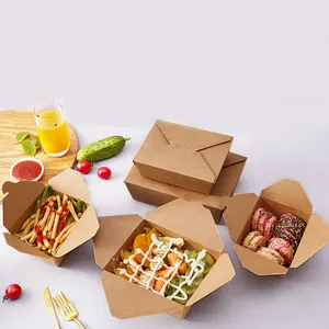 King Garden 26 Oz Chinese Food Container Customized Kraft Paper Food Box Salad Fruit Food Packing Box