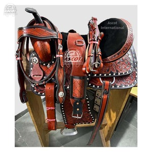 Stock de selle en cuir véritable personnalisé sculpté à la main pour l'équitation couleur noir et marron - Product Image 4