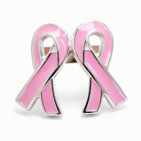 Épingles de sensibilisation au cancer du sein en métal rose avec pierres précieuses au design personnalisé