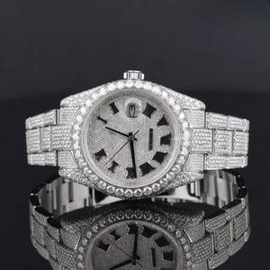 Montre de luxe en acier inoxydable plaqué or 18 carats pour homme, style hip-hop, avec diamants en moissanite, montre de luxe sertie de diamants, bijou de luxe - Product Image 2
