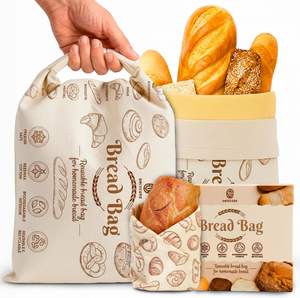 特大サイズの蜜蝋パン袋2枚+蜜蝋ラップ1枚 |   再利用可能 |   自家製パン用のパン袋、サワードウパン用のパン袋 - Product Image 1