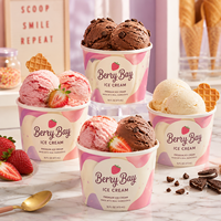 Gobelets à glace personnalisés AT PACK, 8oz 12oz 16oz, gobelets jetables pour gelato avec couvercles pour les glaciers, les cafés de desserts