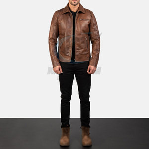 2026 Winter Men's High Quality <b>Slim</b> <b>Fit</b> Breathable Leather <b>Jacket</b> OEM Design with Front Logo Customizable - Product Image 6
