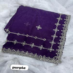 Sari de Chifón para Mujer Fendy con Bordado de Lentejuelas Premium y Borde Calado, Hermoso y Ligero, Ideal para Fiestas, Hecho en India - Product Image 1