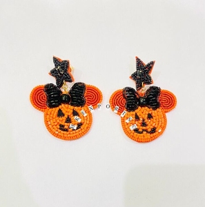Pendientes hechos a mano únicos chapados en oro plata Halloween Boo calabaza con cuentas estilo lindo accesorios de aro de moda para celebraciones - Product Image 5
