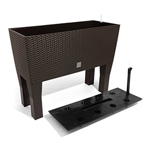 Maceta rectangular alta, 30 litros, autorriego, color ocre oscuro, 60 x 25 x 46 cm, con patas - Product Image 3