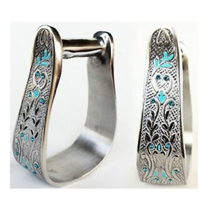 Silla de caballo occidental, estribos, asiento occidental, estribos grabados de aluminio - Product Image 1