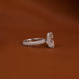 14KT oro blanco 5,0 CT anillo de compromiso de corte radiante laboratorio cultivado diamante oculto Halo ajuste IGI certificado joyería de lujo - Product Image 4