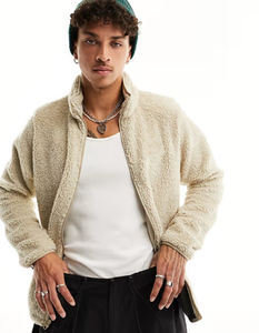 Jersey con capucha de gran tamaño para hombre, chaquetas térmicas de invierno con capucha de Sherpa, cremallera completa, 100% de algodón, sudaderas de lana de Sherpa, chaqueta - Product Image 5