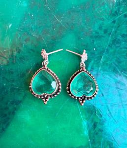 ต่างหูแฮนด์เมดสีเงินสเตอร์ลิงสี925ต่างหูผู้หญิงสวยต่างหูหินสีเขียว - Product Image 4