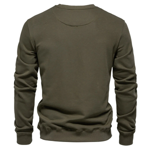 Sudadera deportiva informal con cuello redondo para hombre, 100% de algodón, tejido de punto con capucha de Color sólido para invierno - Product Image 3