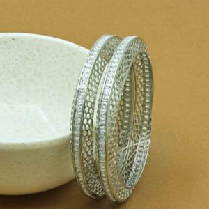 Wholesale Brass AD Stone Bangles Silver Plated Traditional Luxury <b>Fashion</b> Women's Bangle - Product Image 1