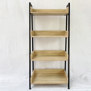 Étagère à livres en contreplaqué à 4 niveaux de style industriel CASAN, minimaliste et gain de place, avec structure en fer pour la maison, le bureau, l'atelier, la chambre - KS68114 - Product Image 6