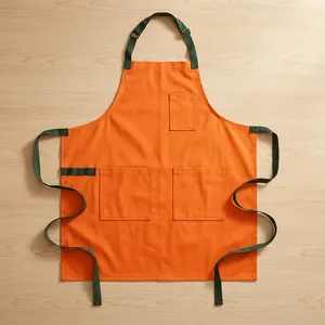 Purple Sleeveless Bib <b>Apron</b> Three Pockets 100% Cotton Canvas Woven Eco-Friendly Classic Style Machine Washable <b>Cooking</b> Daily Use - Product Image 2
