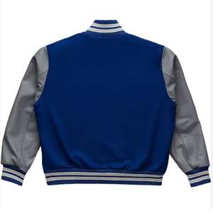 Vente en gros de veste Letterman vierge de haute qualité avec logo personnalisé Veste universitaire en cuir PU avec manches en spandex Veste universitaire vierge pour hommes - Product Image 5