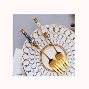 Stainless Steel <b>Gold</b> Mirror Polished <b>Spoon</b> with Unique Double Shade Resin Designer Handle High Quality Cutlery for Restaurant - Product Image 1