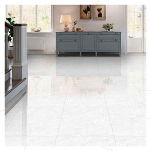 กระเบื้องปูพื้นและผนังพอร์ซเลนเคลือบเงา GVT PGVT ขนาด 600x600 มม. ลายหินอ่อน Statuario Carrara Calacatta ผลิตในอินเดีย - Product Image 5