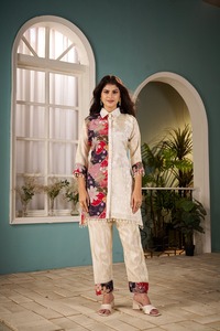 OEM ODM Exclusivo Brillo Jacquard Telas Niñas Estilo tradicional Colocación Impreso Co-Sets Colección Viscosa Material Fiesta - Product Image 3