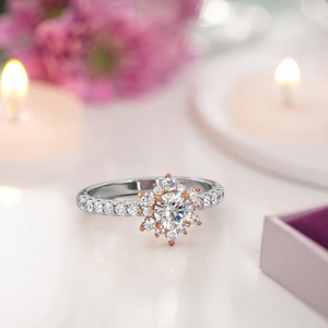 Joyería DE BODA romántica, anillo de compromiso estilo flor, 14K, oro sólido, Diamante cultivado en laboratorio, platino, rodio principal, aniversario fino - Product Image 5