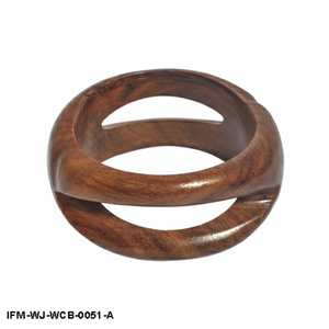 Brazalete de Madera Orgánica Tallado a Mano con Diseño de Onda, Pulsera Escultural Abstracta, Joyería de Madera Natural Estilo Boho Chic - Product Image 2