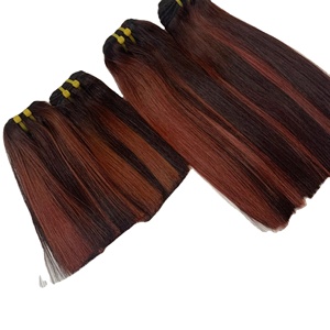 Magnifiques extensions de cheveux humains chinois Remy Taka de couleur rouge, trame de peau, sans colle, lot Piano pour femmes - Product Image 1
