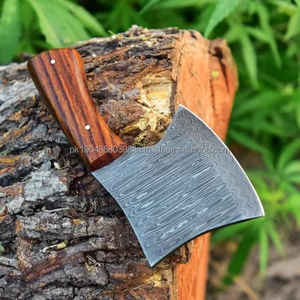 MS Factory Industrial Grade High Quality Damascus Steel Tomahawks Multi-Purpose Use Customizable Rose Wood Handle Custom Logo - Product Image 3