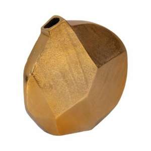 แจกันโลหะที่มีงานศิลปะแกะสลักด้วยมือและเสน่ห์วินเทจขัดเงาสีทองสำหรับใช้ในร่ม - Product Image 1