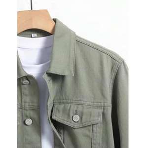 2025 Nueva chaqueta vaquera con botones para hombre de gran tamaño diseño personalizado de alta calidad Chaquetas vaqueras de manga a rayas informales personalizadas para hombres - Product Image 5