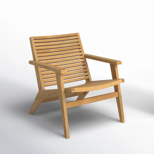 Chaise longue moderne en teck à lattes, bois massif, écologique, durable, minimaliste, mobilier de jardin pour villa, cour - Product Image 2