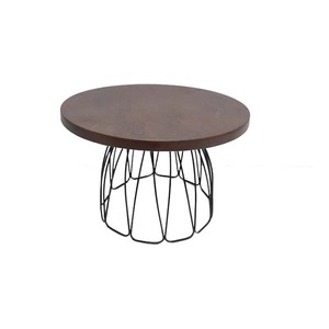 Finitions naturelles de luxe Design fantaisie rond en métal présentoir à gâteau en bois présentoir de fête d'anniversaire de mariage en gros en vrac - Product Image 3