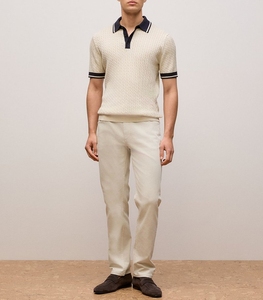 Custom OEM <strong>Men's</strong> Cable Knit Polo <strong>Shirt</strong> Contrast Tipped Collar Short Sleeve Knitted Polo Sweater Textured Knitwear <strong>for</strong> <strong>Men</strong> - Product Image 2