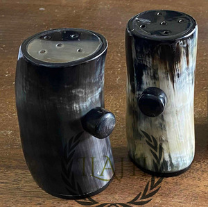 Juego de Salero y Pimentero de Cuerno de Búfalo Natural Pulido, Diseño Personalizado, Apto para Lavavajillas, Ecológico, con Opciones Personalizables - Product Image 1