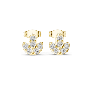 ต่างหูเพชรทรงดอกไม้ 0.36 กะรัต เพชรแล็บคัท ความใส VVS-VS ทอง 18KT, 14KT, 10KT และเงิน 925 ทองชมพู ทองเหลือง ทองขาว - Product Image 1