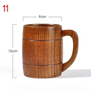 Taza de Cerveza Artesanal Ecológica de Madera de Azufaifo de 10 cm, Taza de Café Vintage de Madera con Asa, Taza de Té de Madera Natural Reutilizable - Product Image 1