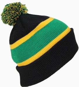 Bonnet pour hommes Bonnet promotionnel en acrylique pour le rugby, en tricot à rayures et à double couche avec lettre POM POM Bonnet jacquard - Product Image 1