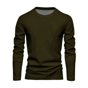 T-shirt décontracté à manches longues et col rond en polyester/coton pour l'extérieur, style streetwear - Product Image 1