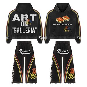 Chándal de invierno bordado de diseñador transpirable de dos piezas para hombre - Product Image 4