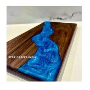 Madera de mango de Acacia marrón con tablero de resina azul y marrón Tabla de cortar de queso con logotipo personalizado de mayor calidad para restaurante a bajo costo - Product Image 4
