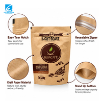 Sachet Doypack Personnalisé pour Boissons et Café, Refermable avec Fermeture Zip, en Papier Kraft Laminé/VMPET/PE, Aseptique et Oxygéné pour Grains de Café