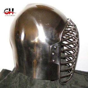 Custom SCA HNB 18 Gauge Steel Medieval Bascinet Casco con visera de barra. - Product Image 3
