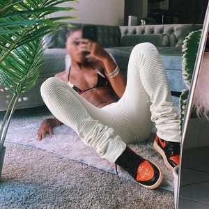 New Arrivals Skinny Flat Front <b>Women's</b> Winter Sweatpants 100% Cotton <b>Fleece</b> Stacked <b>Legging</b> Trousers Private Label - Product Image 5