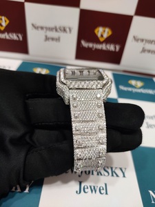 Montre en diamant Moissanite en acier inoxydable de haute qualité de style Hip Hop pour hommes, faite à la main avec boîtier carré à mouvement glacé - Product Image 3