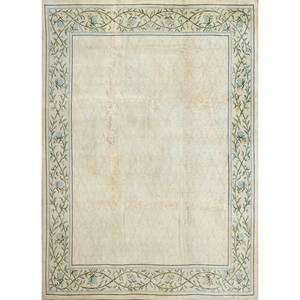 Alfombra de Lana Anudada a Mano Aalam Verde con Patrón Floral Abstracto para Sala de Estar, Pasillo, Rectangular, Modelo Juvenil-Pae-5955 - Product Image 1