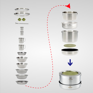 Ensemble de cuisine de camping pliable durable de qualité professionnelle Poketdream, 21 pièces (P-ProH) - Product Image 1