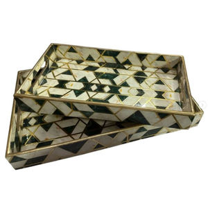 Hot Selling Serving Tray Set Classic Design Material Wood Resin and Gold <b>Foiling</b> for Kitchen Organizer at Cheapest Price - Product Image 2