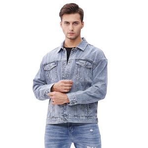 Vestes en jean décontractées en coton de haute qualité pour hommes Veste en jean unie personnalisée et personnalisée avec décoration de boutons de grande taille - Product Image 5