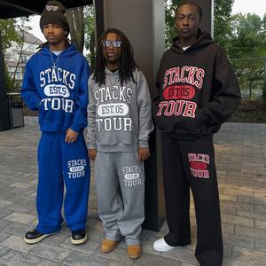 ชุดวอร์มและกางเกงมีฮู้ด2ชิ้นสำหรับผู้ชายชุดวอร์มผ้าฟลีซทรงหลวมโอเวอร์ไซส์ชุดกันลมสำหรับผู้ชาย - Product Image 2