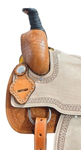 Sillín occidental de caballo de cuero genuino de calidad superior, sillín de carreras de barril para montar a caballo, sillín occidental - Product Image 3